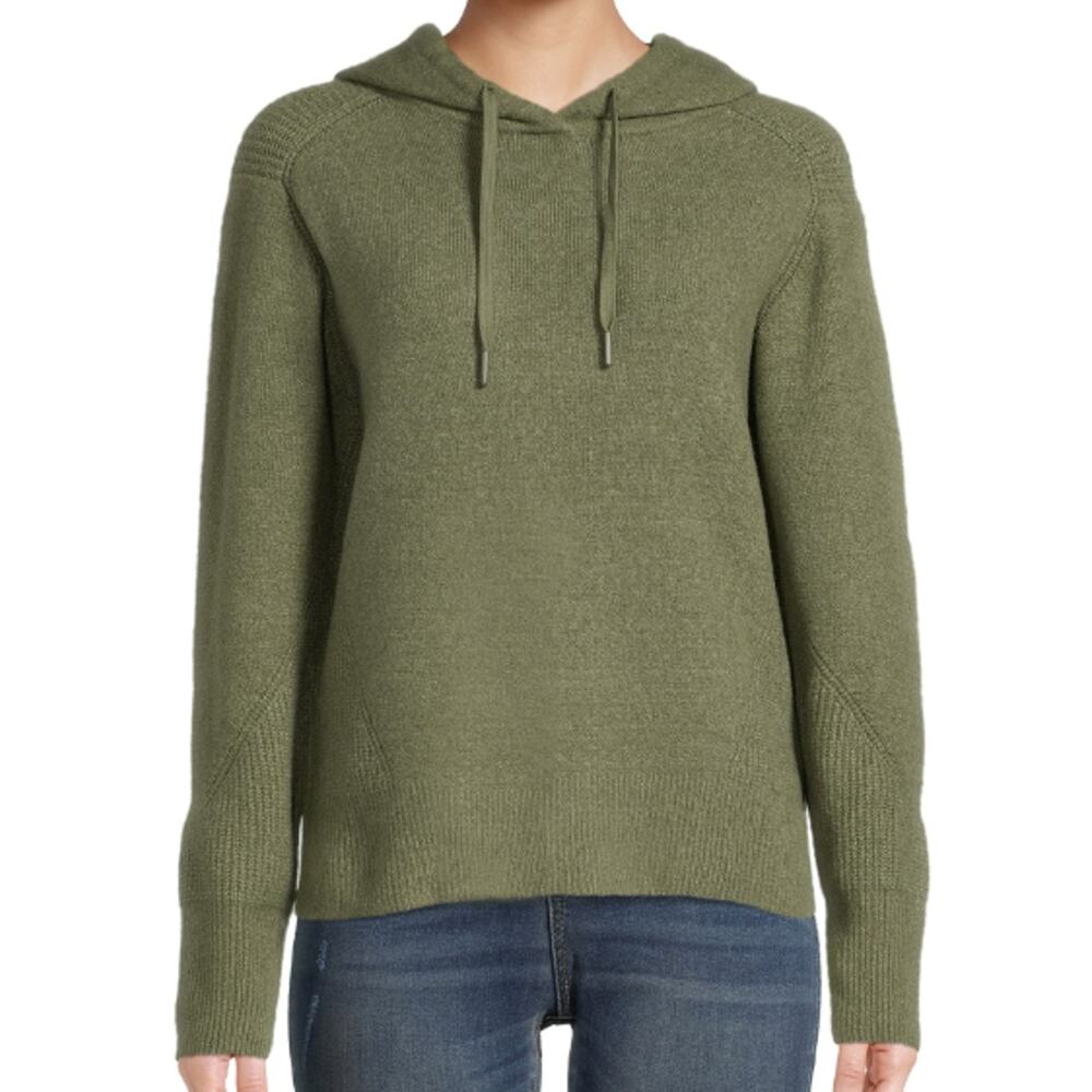Time and Tru Olive Green Hooded Crewneck Sweater